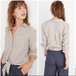 Madewell Maitland Striped Tie Waist Top NWT